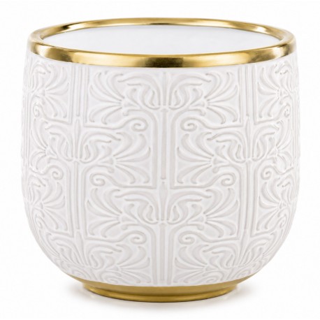 DONICZKA OSŁONKA CERAMICZNA BIAŁA ZŁOTA 17x17cm STYLOWA GLAMOUR NOWOCZESNA