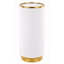 WAZON CERAMICZNY BIAŁY ZŁOTY ZDOBINONY 24x12cm GLAMOUR NOWOCZESNY 25