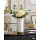 WAZON CERAMICZNY BIAŁY ZŁOTY ZDOBINONY 24x12cm GLAMOUR NOWOCZESNY 25