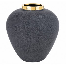 WAZON GRAFITOWY CZARNY ZŁOTY 27cm Z EFEKTEM KAMIENIA STYLOWY GLAMOUR 25 30