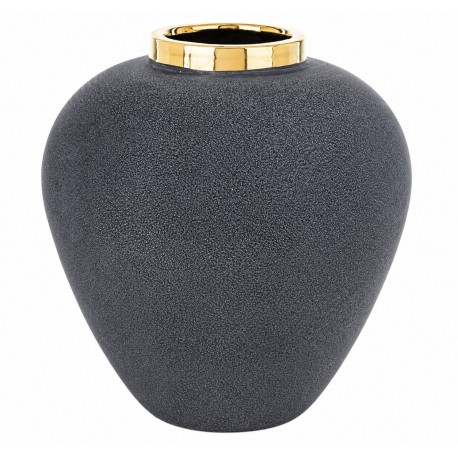 WAZON GRAFITOWY CZARNY ZŁOTY 27cm Z EFEKTEM KAMIENIA STYLOWY GLAMOUR 25 30