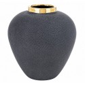 WAZON GRAFITOWY CZARNY ZŁOTY 27cm Z EFEKTEM KAMIENIA STYLOWY GLAMOUR 25 30