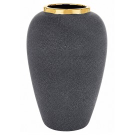 WAZON GRAFITOWY CZARNY ZŁOTY 30cm Z EFEKTEM KAMIENIA STYLOWY GLAMOUR