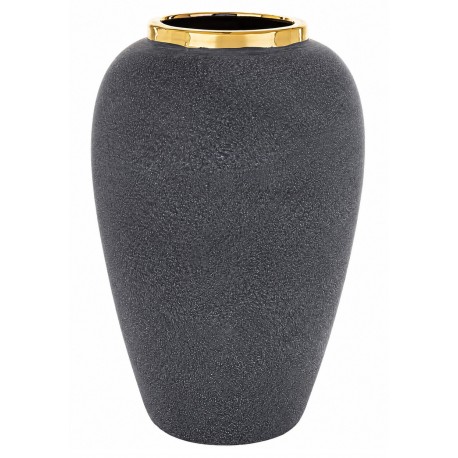 WAZON GRAFITOWY CZARNY ZŁOTY 30cm Z EFEKTEM KAMIENIA STYLOWY GLAMOUR