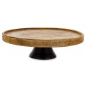 PATERA DREWNIANA BRĄZOWA CZARNA DREWNO MANGO 30cm TALERZ NA NÓŻCE LOFT