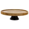 PATERA DREWNIANA BRĄZOWA CZARNA DREWNO MANGO 30cm TALERZ NA NÓŻCE LOFT