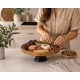 PATERA DREWNIANA BRĄZOWA CZARNA DREWNO MANGO 30cm TALERZ NA NÓŻCE LOFT