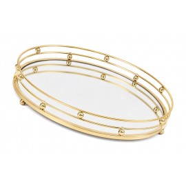 TACA LUSTRZANA Z LUSTREM ZŁOTA 33cm GLAMOUR STYLOWA METALOWA DEKORACYJNA 30