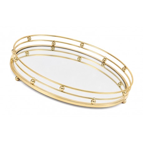 TACA LUSTRZANA Z LUSTREM ZŁOTA 33cm GLAMOUR STYLOWA METALOWA DEKORACYJNA 30