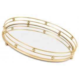 TACA LUSTRZANA Z LUSTREM ZŁOTA 38cm GLAMOUR STYLOWA METALOWA DEKORACYJNA 40