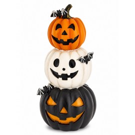 FIGURKA NA HALLOWEEN DYNIE Z NIETOPERZAMI 40cm POMARAŃCZOWA BIAŁA CZARNA