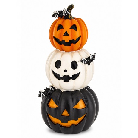 FIGURKA NA HALLOWEEN DYNIE Z NIETOPERZAMI 40cm POMARAŃCZOWA BIAŁA CZARNA