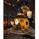 FIGURKA LED NA HALLOWEEN DOMEK DYNIA Z KAPELUSZEM POMARAŃCZOWA BIAŁA CZARNA