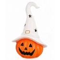 FIGURKA LED NA HALLOWEEN DYNIA Z KAPELUSZEM CZAROWNICY POMARAŃCZOWA BIAŁA