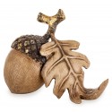FIGURKA BRĄZOWA ZŁOTA ŻOŁĄDŻ Z LIŚCIEM DĘBU 12x16cm JESIENNA DEKORACJA 15