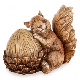 FIGURKA BRĄZOWA ŚPIĄCA WIEWIÓRKA Z ŻOŁĘDZIEM 13x16cm JESIENNA DEKORACJA 15