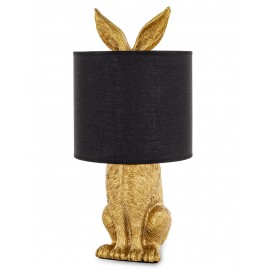 LAMPA STOŁOWA KRÓLIK ZAJĄC ZŁOTA CZARNA 45cm STYLOWA LAMPKA NOCNA STOJĄCA