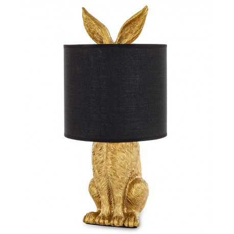 LAMPA STOŁOWA KRÓLIK ZAJĄC ZŁOTA CZARNA 45cm STYLOWA LAMPKA NOCNA STOJĄCA