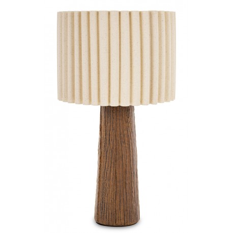 LAMPA STOŁOWA BRĄZOWA BEŻOWA 45cm IMITACJA DREWNA BOHO LAMPKA NOCNA STOJĄCA