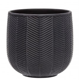 DONICZKA OSŁONKA CERAMICZNA CZARNA 13x13cm PRĄŻKOWANA RYFLOWANA JODEŁKA 10
