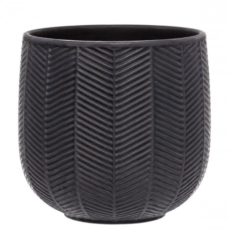 DONICZKA OSŁONKA CERAMICZNA CZARNA 13x13cm PRĄŻKOWANA RYFLOWANA JODEŁKA 10