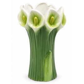 WAZON CERAMICZNY W KWIATY KALIE 27cm ZIELONY BIAŁY DEKORACYJNY KALII 25 30