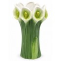 WAZON CERAMICZNY W KWIATY KALIE 27cm ZIELONY BIAŁY DEKORACYJNY KALII 25 30