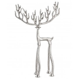 FIGURKA METALOWA RENIFER JELEŃ SREBRNY 40cm ŚWIĄTECZNA LOFT NA ŚWIĘTA