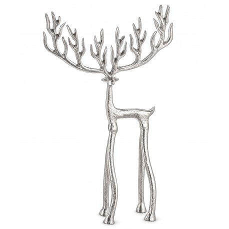 FIGURKA METALOWA RENIFER JELEŃ SREBRNY 40cm ŚWIĄTECZNA LOFT NA ŚWIĘTA