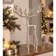 FIGURKA METALOWA RENIFER JELEŃ SREBRNY 40cm ŚWIĄTECZNA LOFT NA ŚWIĘTA