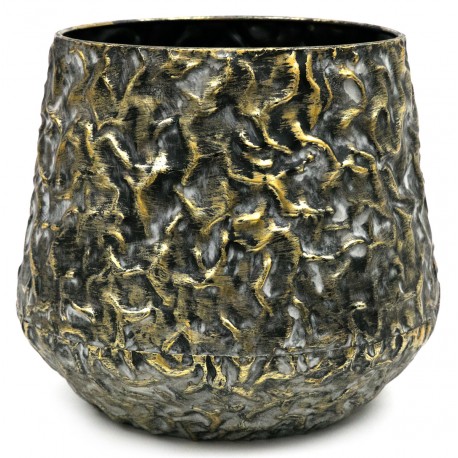 DONICZKA OSŁONKA METALOWA ZŁOTA CZARNA 27x27cm LOFT RETRO GLAMOUR 25 30
