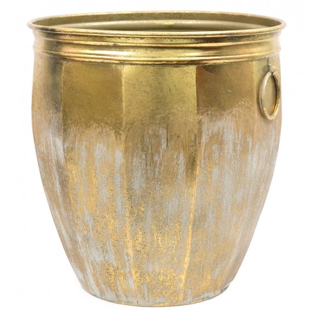 DONICZKA OSŁONKA METALOWA ZŁOTA 44x40cm Z UCHWYTAMI POSTARZANA RETRO 45 50