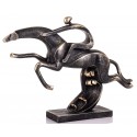 FIGURKA KOŃ Z JEŹDŹCEM CZARNA ZŁOTA 23x34x6cm JEŹDZIEC KONNY RZEŹBA