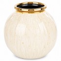 WAZON CERAMICZNY BEŻOWY KREMOWY ZŁOTY 20cm ZDOBIONY NOWOCZESNY GLAMOUR