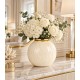 WAZON CERAMICZNY BEŻOWY KREMOWY ZŁOTY 20x20cm ZDOBIONY NOWOCZESNY GLAMOUR