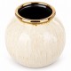 WAZON CERAMICZNY BEŻOWY KREMOWY ZŁOTY 20x20cm ZDOBIONY NOWOCZESNY GLAMOUR