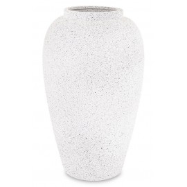WAZON BIAŁY CZARNY CERAMICZNY 37cm Z EFEKTEM KAMIENIA NOWOCZESNY 35 40