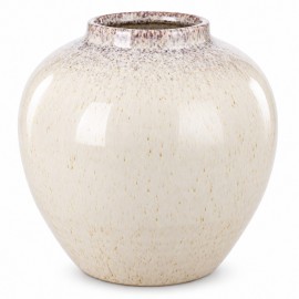 WAZON CERAMICZNY BEŻOWY KREMOWY 19cm GLAMOUR STYLOWY SZKLIWIONY WAZONIK 20