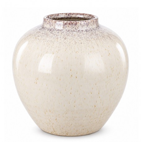 WAZON CERAMICZNY BEŻOWY KREMOWY 15cm GLAMOUR STYLOWY SZKLIWIONY WAZONIK
