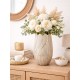 WAZON CERAMICZNY W KSZTAŁCIE KWIATA 28cm SZARY ZŁOTY GLAMOUR 25 30