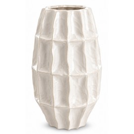 WAZON CERAMICZNY KREMOWY ECRU 32cm DEKORACYJNY SZKLIWIONY BIAŁY 30 35