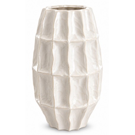 WAZON CERAMICZNY KREMOWY ECRU 32cm DEKORACYJNY SZKLIWIONY BIAŁY 30 35