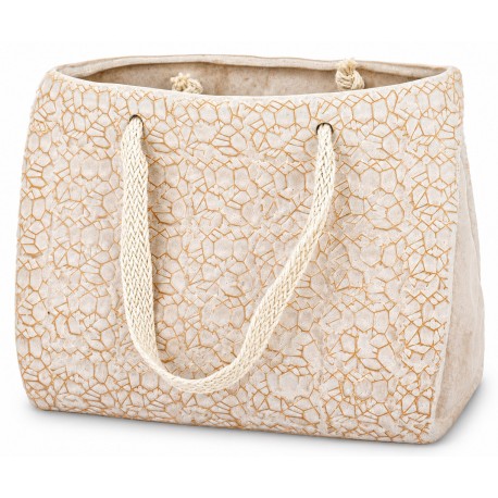 OSŁONKA BEŻOWA TOREBKA 22x28x16cm NOWOCZESNA GLAMOUR WAZON DEKORACJA 25 30