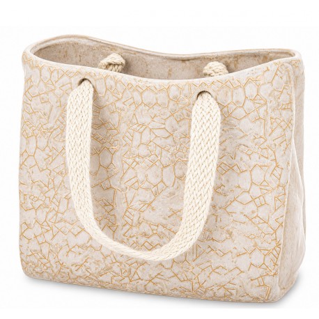 OSŁONKA BEŻOWA TOREBKA 18x22x11cm NOWOCZESNA GLAMOUR WAZON DEKORACJA 20 25