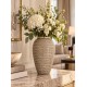 WAZON CERAMICZNY BRĄZOWY ZŁOTY 35cm ZE ZŁOTYMI PASKAMI NOWOCZESNY GLAMOUR
