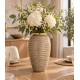 WAZON CERAMICZNY BRĄZOWY ZŁOTY 35cm ZE ZŁOTYMI PASKAMI NOWOCZESNY GLAMOUR