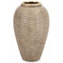 WAZON CERAMICZNY BRĄZOWY ZŁOTY 35cm ZE ZŁOTYMI PASKAMI NOWOCZESNY GLAMOUR