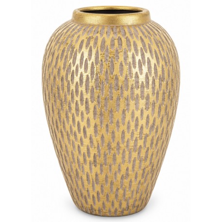 WAZON CERAMICZNY OKRĄGŁY 30cm ZŁOTY BEŻOWY BRĄZOWY GLAMOUR NOWOCZESNY