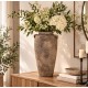 WAZON AMFORA BRĄZOWY BEŻOWY 43cm Z EFEKTEM KAMIENIA BOHO RUSTYKALNY 40 45