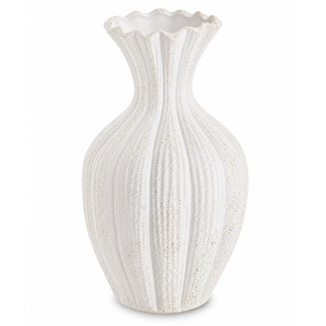 WAZON BIAŁY ZŁOTY CERAMICZNY 30cm Z EFEKTEM KAMIENIA GLAMOUR BOHO MATOWY